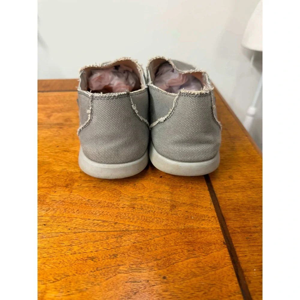 Crocs Santa Cruz Men's 12 Grey Canvas Frayed Slip On Loafers Casual Shoes